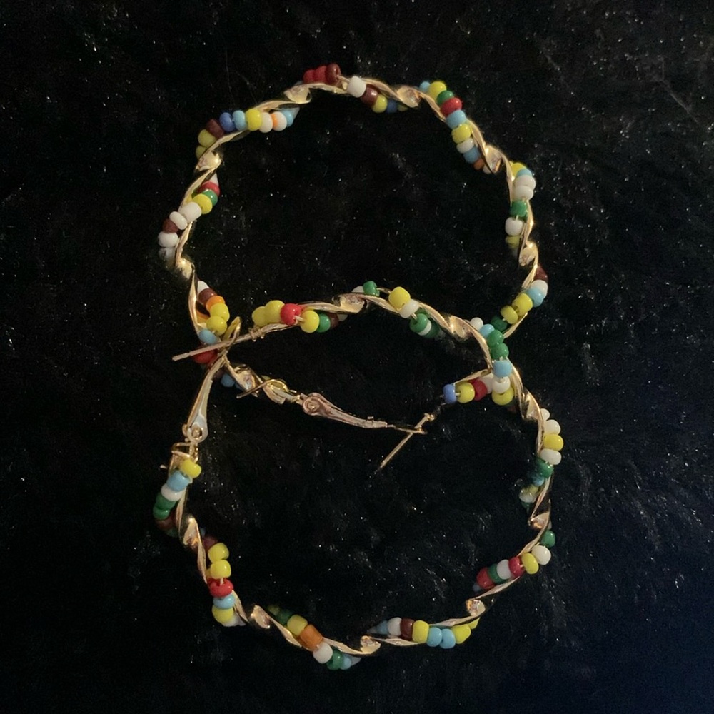 Hoop Earrings Gold Multicolored